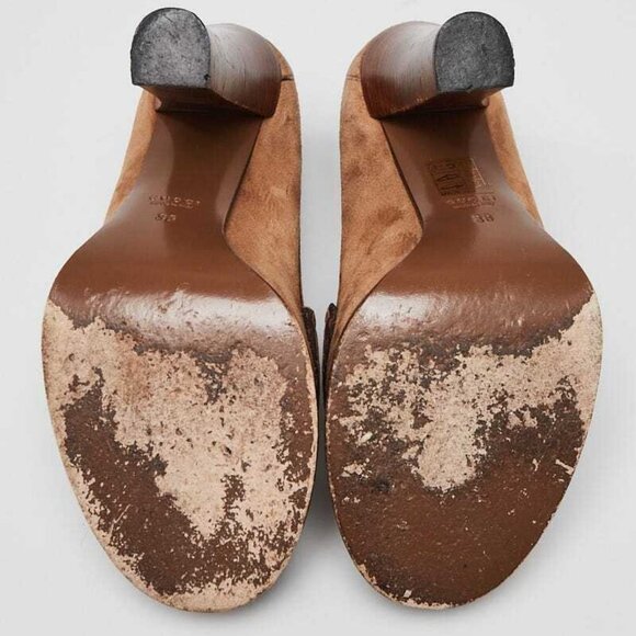 Gucci Brown Suede Alyssa High Heel Loafers Size 5.5/36 - Picture 2 of 4